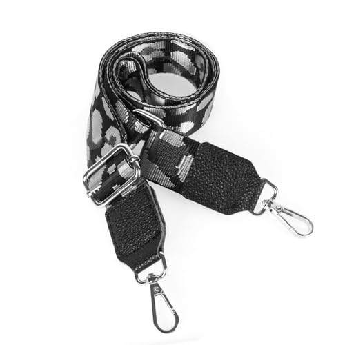 Moorle Gurt für Umhängetasche, Schultergurt für Taschen 3.8cm Breit, Schultergurt Taschengurt Verstellbarer Schwarz Silber, Taschengurte zum Wechseln für Schultertasche Tragetaschen Handtaschen von Moorle