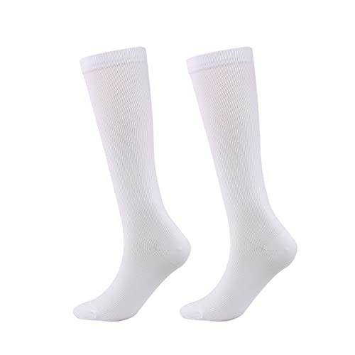 Moorle Kompressionsstrümpfe Damen und Herren,Stützstrümpfe/Medizinische/Sneaker Sport kompressionsstrumpfhose/Laufsocken/für Laufen, Sport, Flug, Reise, Radsport/Thrombosestrümpf/weiß L von Moorle