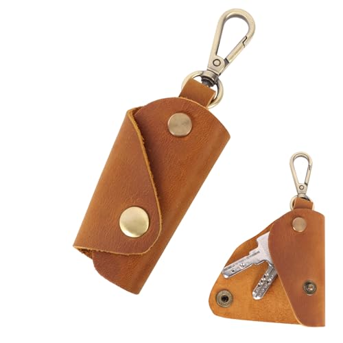 Moorle Leder Schlüssel Organizer, Premium Schlüsseletui, Key Organizer mit Schnapp-Schlüsselanhänger, Schlüsseletui Etui für 3-5 Schlüssel von Moorle