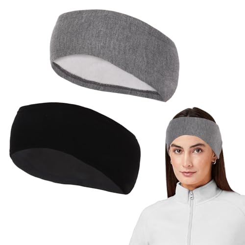 Moorle Sport Stirnband für Damen, Winter Stirnbänder Damen, 2 Stück Ohrenwärmer Herren, Ohrenschützer Winter für Jogging, Elastisch Haarband für Yoga, Laufen, Skifahren, Reiten, Warm und Winddicht von Moorle