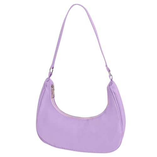 Moorle Umhängetasche Damen, Violett Kleine Handtasche, 90s Damen Schultertasche Handbag, Fashion Schultertaschen, Retro Klein Umhänge Tasche, Nylon Unterarmtasche von Moorle