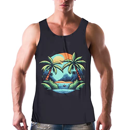 Tank Top Herren 3D Drucken Grafik T-Shirts Ärmellose Weste Unterhemd Sommer Hawaii-Print Muskelshirts Fitness Kleidung Herren Tshirt Bodybuilding Shirt Sommer Atmungsaktiv Trainingsshirt von Moorle