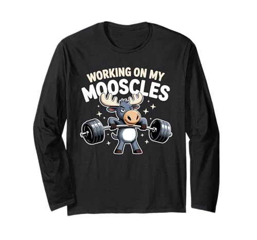Working On My Mooses Moose Humor Fitnessstudio für Herren und Damen Langarmshirt Working On My Mooses Moose Humor Fitnessstudio für Herren und Damen Langarmshirt von Mooscles Deer Humor Gym Fitness Meme Joke Fun