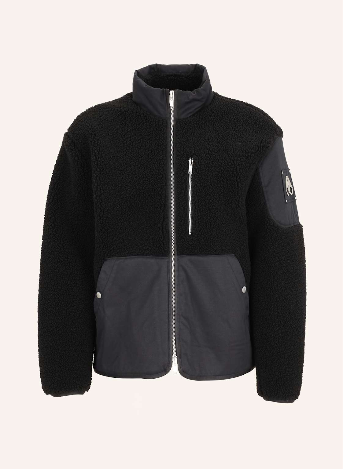 Moose Knuckles Teddyfell-Jacke Saglek Im Materialmix schwarz von Moose Knuckles