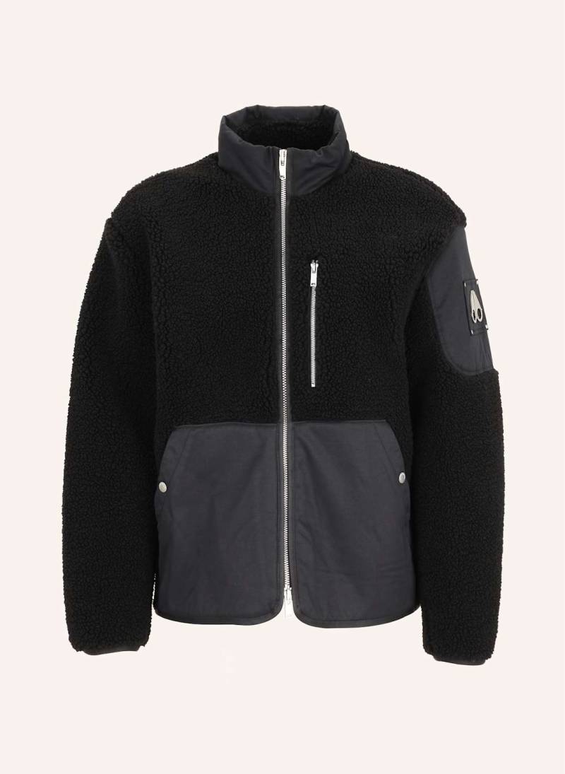 Moose Knuckles Teddyfell-Jacke Saglek Im Materialmix schwarz von Moose Knuckles