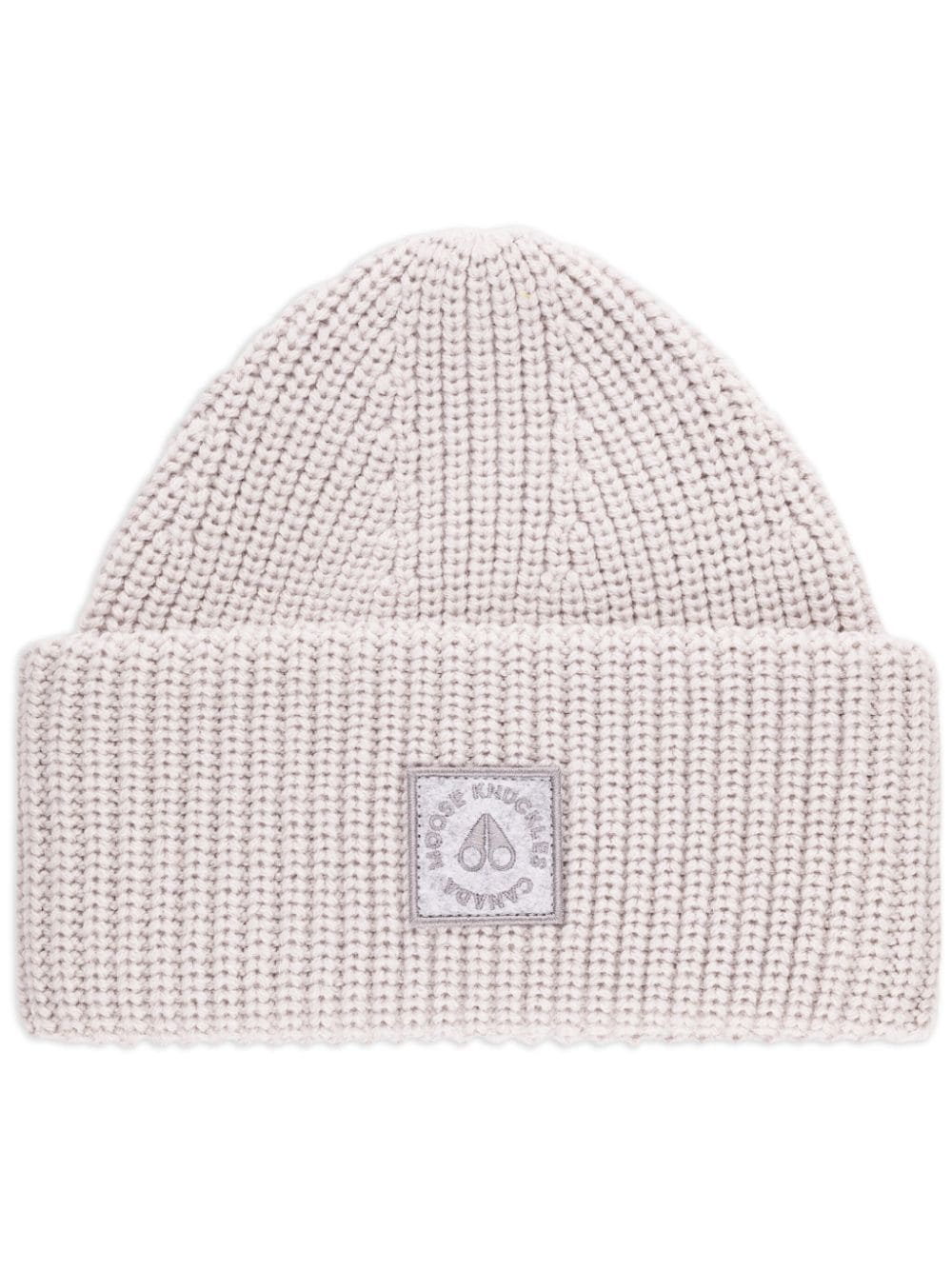 Moose Knuckles Gerippte Beanie mit Logo-Patch - Grau von Moose Knuckles