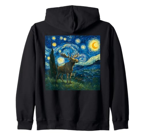 Lustiger Elch Sternennacht Heulender Mond Hamster Liebhaber Kinder Kapuzenjacke von Moose Lover Starry Night Apparel for Men Women