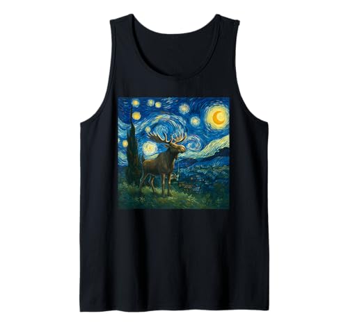 Lustiger Elch Sternennacht Heulender Mond Hamster Liebhaber Kinder Tank Top von Moose Lover Starry Night Apparel for Men Women