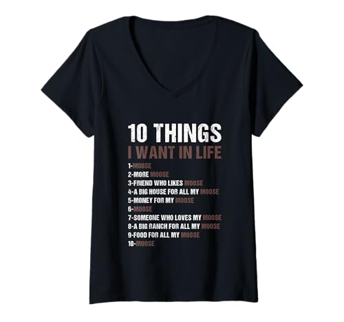 Damen Elk 5 Things I Want In Life Elch T-Shirt mit V-Ausschnitt Damen Elk 5 Things I Want In Life Elch T-Shirt mit V-Ausschnitt von Moose Present