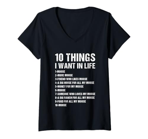 Damen Elk 5 Things I Want In Life Elch T-Shirt mit V-Ausschnitt Damen Elk 5 Things I Want In Life Elch T-Shirt mit V-Ausschnitt von Moose Present