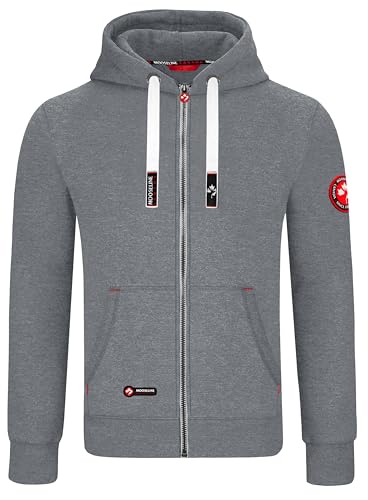 MOOSELINE Herren Sweatjacke Kapuzenjacke Trainingsjacke Hoodie mit Reißverschluss Sweat Jacke (3XL, Hellgrau White Laces) von MOOSELINE