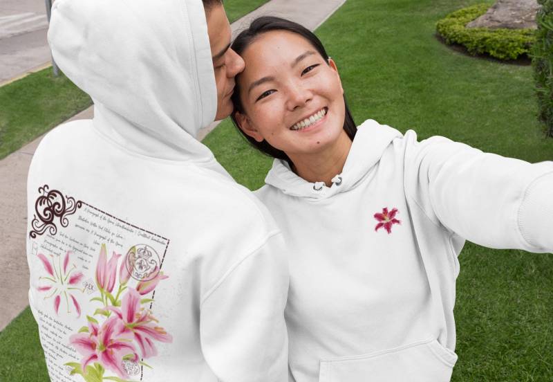 Floral Embroidered Unisex Fleece Hoodie, Cozy Gift For Her, Spring Themed Sweatshirt, Nature Lover Apparel Floral Embroidered Unisex Fleece Hoodie, Cozy Gift For Her, Spring Themed Sweatshirt, Nature Lover Apparel von Mooskinder