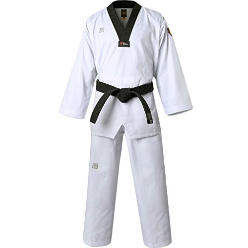 MOOTO Korea Taekwondo MTX S2 Uniform Schwarz V-Ausschnitt Dobok MMA Kampfsport Karate Basic Training WT Logo (200 - 209 cm) von Mooto