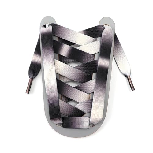 Mooybay 1 Paar 1,2 cm breite, flache Schnürsenkel in Schwarz-Weiß-Regenbogenform, lässige Schnürsenkel, geeignet für Sportschuhe von Männern und Frauen,100 cm von Mooybay