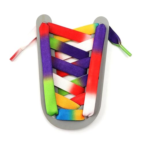 Mooybay 1 Paar 1,2 cm breite, flache Schnürsenkel in Schwarz-Weiß-Regenbogenform, lässige Schnürsenkel, geeignet für Sportschuhe von Männern und Frauen,120 cm von Mooybay