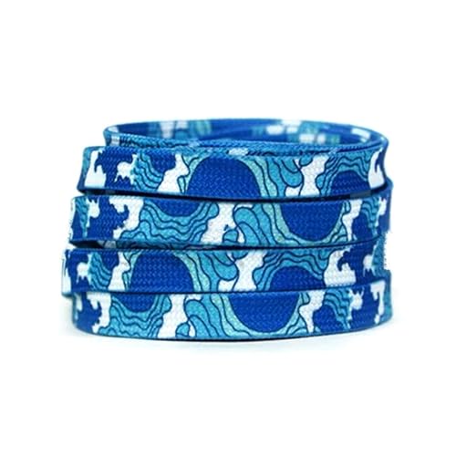 Mooybay 1 Paar 8 mm breite, flach gestreifte Sneaker-Schnürsenkel im Batik-Stil, bunte Seilschnürsenkel mit Farbverlauf in Blau für Herren- und Damenschuhe,100 cm Mooybay 1 Paar 8 mm breite, flach gestreifte Sneaker-Schnürsenkel im Batik-Stil, bunte Seilschnürsenkel mit Farbverlauf in Blau für Herren- und Damenschuhe,100 cm von Mooybay