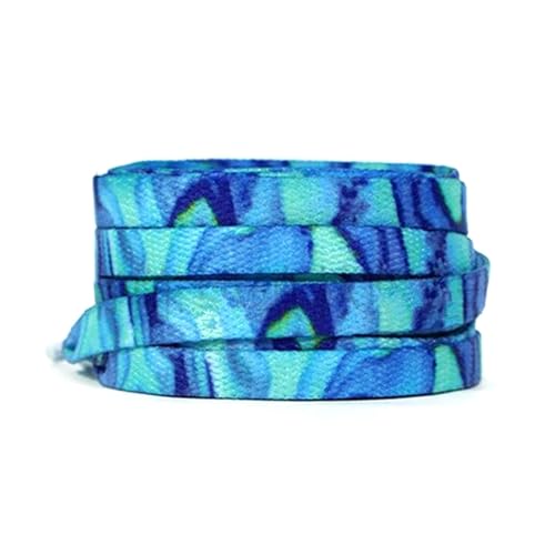 Mooybay 1 Paar 8 mm breite, flach gestreifte Sneaker-Schnürsenkel im Batik-Stil, bunte Seilschnürsenkel mit Farbverlauf in Blau für Herren- und Damenschuhe,140 cm von Mooybay