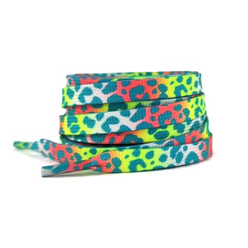 Mooybay 1 Paar flache Sneaker-Schnürsenkel mit Leopardenmuster und Batikmuster, Schnürsenkel aus Canvas mit Farbverlauf, geeignet für Herren- und Damenschuhe,120 cm von Mooybay