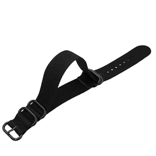 Mooybay 18–24 mm, 26 cm Länge, Nylon-Canvas-Armband mit schwarzer Schnalle, Unisex-Ersatz für den Alltag.,22 mm von Mooybay