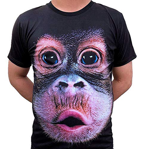 3D Druck Affengesicht T-Shirts Sommer Tops Tees Kurzarm Polyester Unisex Pärchen S-4XL von Mooyii