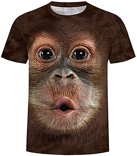 Herren Übergröße Elastisches ärmelloses Korpulenzoberseiten Behälter Weste Oansatz Bluse AFFE Print Shirt, 3D Druck Affengesicht T-Shirts Sommer Tops Tees Kurzarm Unisex Pärchen S-6XL von Mooyii