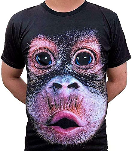 Herren Übergröße Elastisches ärmelloses Korpulenzoberseiten Behälter Weste Oansatz Bluse AFFE Print Shirt, 3D Druck Affengesicht T-Shirts Sommer Tops Tees Kurzarm Unisex Pärchen S-6XL von Mooyii
