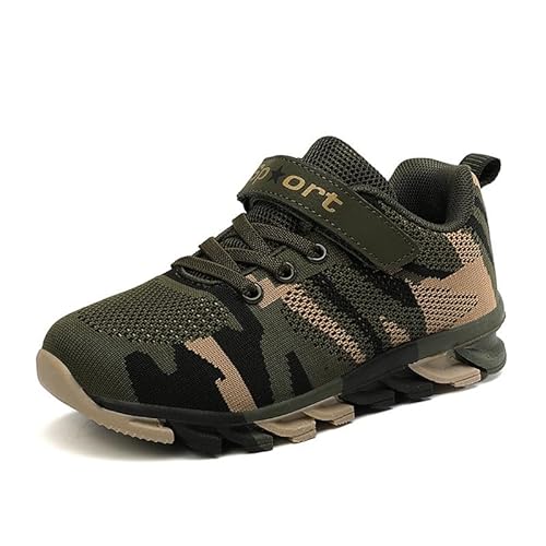 Jungen Mädchen Casual Camouflage Trainer Kinder Schuhe Mesh Militär Sportschuhe Kinder Ultra Light Soft Sole Militär Training Camouflage Schuhe Gr.27-38 von Mooyii