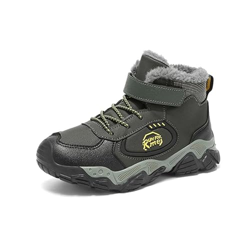 Kinder Baumwollschuhe Winterboots Jungen Wasserdichtes Leder Walkingschuhe Turnschuhe Fitnessstudio Straßenlaufschuhe Sportschuhe Sneaker Running Fashion Leichtgewichts von Mooyii