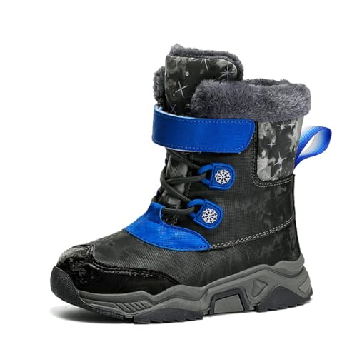 Mooyii 2023 Kinder Schneestiefel Jungen Winterstiefel Mädchen Winterschuhe Outdoor Wasserdicht Bequem Warm gefütterte rutschfest Stiefel rutschfest Snowboots Gr.30-39 von Mooyii