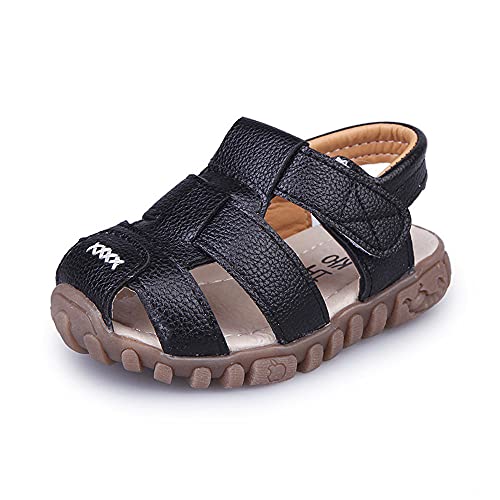 Mooyii Baby Jungen Mädchen Sandalen Kleinkind Erster Wanderer Schuhe Anti-Rutsch Weiche Sohle Kindersandale Geschlossene Leder Innensohle Sommer Sandaletten von Mooyii