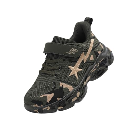 Mooyii Jungen Mädchen Casual Camouflage Sneaker Kinderschuhe Mesh Sportschuhe mittlere und große Kinder Ultra leichte weiche Sohle Militärtraining Camouflage Schuhe EU 26-38 von Mooyii