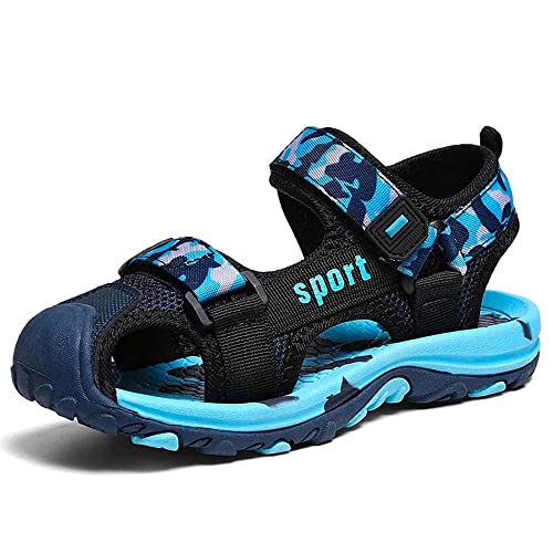 Mooyii Jungen Sandalen Kinder Sommer Sandalen Geschlossene Zehen Sandalen Outdoor Sport Flache Schuhe Sommer Strand Walking Sandale Sport Sandalette für 4-15 Jahre von Mooyii