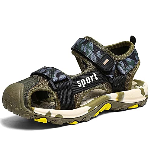 Mooyii Jungen Sandalen Kinder Sommer Sandalen Geschlossene Zehen Sandalen Outdoor Sport Flache Schuhe Sommer Strand Walking Sandale Sport Sandalette für 4-15 Jahre von Mooyii