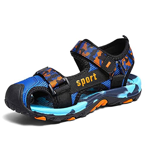 Mooyii Jungen Sandalen Kinder Sommer Sandalen Geschlossene Zehen Sandalen Outdoor Sport Flache Schuhe Sommer Strand Walking Sandale Sport Sandalette für 4-15 Jahre von Mooyii