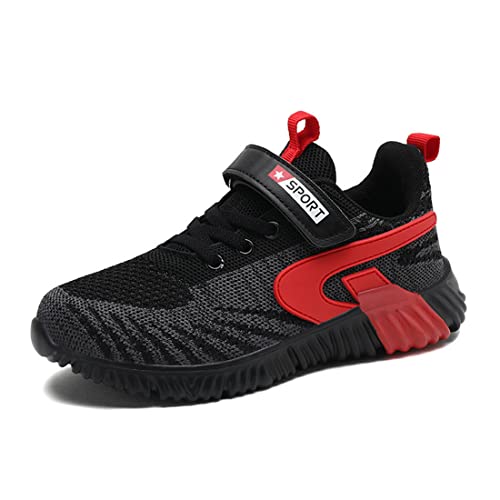 Mooyii Jungen Sneaker Kinder Laufschuhe Sportschuhe Bequeme Atmungsaktive Leichte Turnschuhe für Jungen Mädchen Klettverschluss Hallenschuhe Schule Outdoor Sneaker 26-38 EU von Mooyii