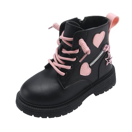 Mooyii Kinder Bequeme Winterschuhe Mädchen Stiefeletten mit Reissverschluss Niedliche Stiefel Mädchen Leder Kampfstiefel Frühling Weichsohlen Schlupfstiefe 26-37 von Mooyii
