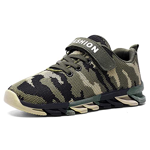 Mooyii Kinder Camouflage Grün Mesh Klettverschluss Sneaker Kinderschuhe Kinder Schuhe Turnschuhe Jungen Sportschuhe Jungen Basketball Sneakers Outdoor Laufschuhe Schuhe 28-40 EU von Mooyii