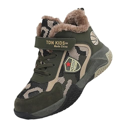 Mooyii Kinder Desert Camo Armee Kampf Patrouille Taktische Stiefel Wanderschuhe Jungen Mädchen Trekkingschuhe Wasserdicht Warme Gefütterte Winterstiefel von Mooyii