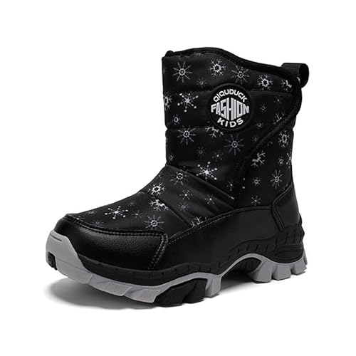 Mooyii Kinder Schneestiefel Jungen Winterstiefel Mädchen Winterschuhe Outdoor Wasserdicht Bequem Warm gefütterte rutschfest Stiefel rutschfest Snowboots Gr.28-40 von Mooyii