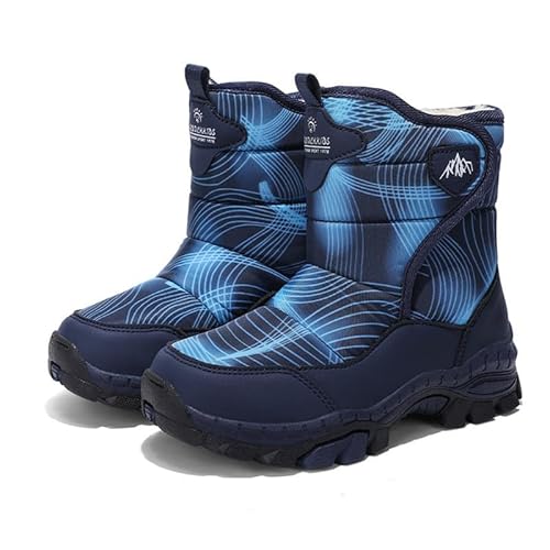 Mooyii Kinder Schneestiefel Jungen Winterstiefel Mädchen Winterschuhe Outdoor Wasserdicht Bequem Warm gefütterte rutschfest Stiefel rutschfest Snowboots Gr.28-40 von Mooyii