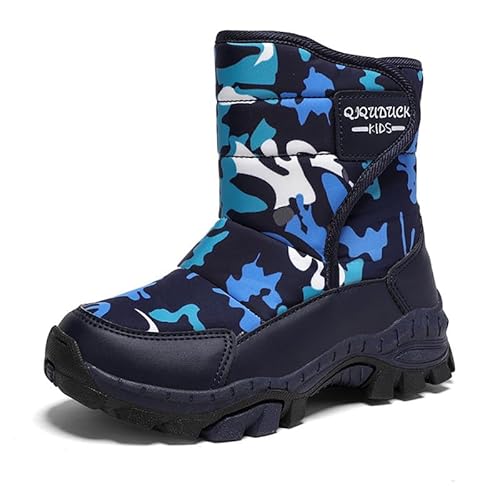 Mooyii Kinder Schneestiefel Jungen Winterstiefel Mädchen Winterschuhe Outdoor Wasserdicht Bequem Warm gefütterte rutschfest Stiefel rutschfest Snowboots Gr.28-40 von Mooyii