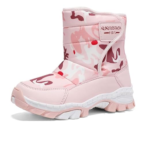 Mooyii Kinder Schneestiefel Jungen Winterstiefel Mädchen Winterschuhe Outdoor Wasserdicht Bequem Warm gefütterte rutschfest Stiefel rutschfest Snowboots Gr.28-40 von Mooyii