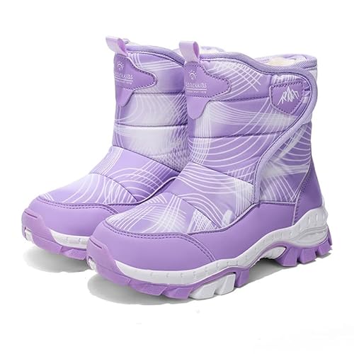 Mooyii Kinder Schneestiefel Jungen Winterstiefel Mädchen Winterschuhe Outdoor Wasserdicht Bequem Warm gefütterte rutschfest Stiefel rutschfest Snowboots Gr.28-40 von Mooyii