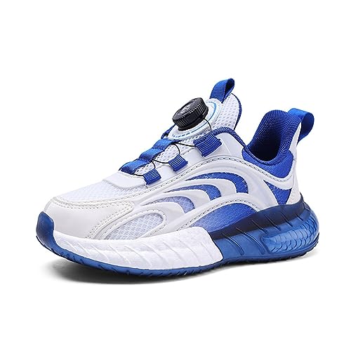 Mooyii Kinder Schwenkschnalle Basketballschuhe Kinderschuhe Atmungsaktiv Jungen Sportschuhe Mädchen Turnschuhe Laufschuhe mit Klettverschluss und rutschfest Leicht Halle Sohle 26-36 von Mooyii