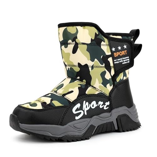 Mooyii Kinder Wanderschuhe Schneestiefel Warm Gefüttert Winterstiefel Jungen Mädchen Winterboots Outdoor rutschfeste Winterschuhe Snowboots Gummistiefel 28-40 von Mooyii