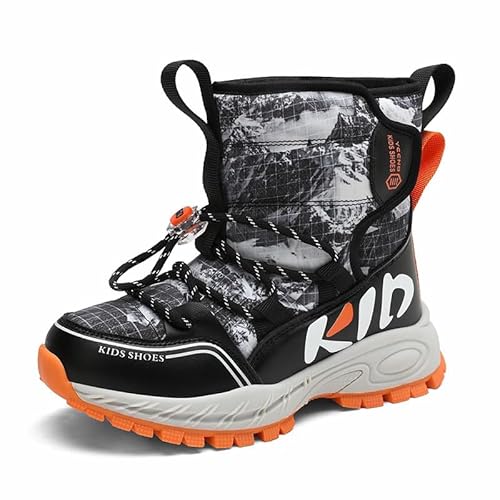 Mooyii Kinder Wanderschuhe Schneestiefel Warm Gefüttert Winterstiefel Jungen Mädchen Winterboots Outdoor rutschfeste Winterschuhe Snowboots Gummistiefel 28-40 von Mooyii