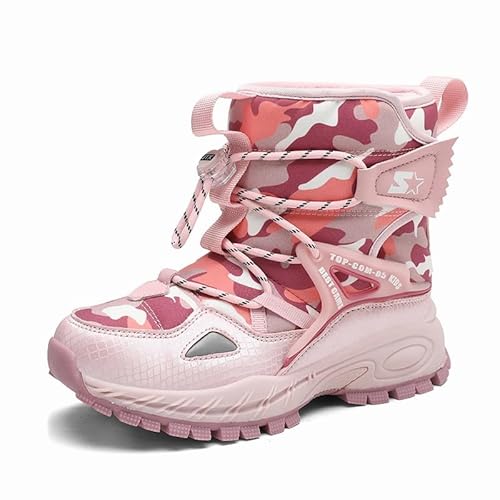 Mooyii Kinder Wanderschuhe Schneestiefel Warm Gefüttert Winterstiefel Jungen Mädchen Winterboots Outdoor rutschfeste Winterschuhe Snowboots Gummistiefel 28-40 von Mooyii