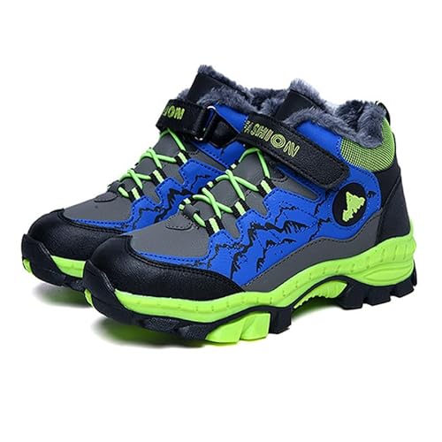 Mooyii Kinder Wasserdichtes Leder Walkingschuhe Winterstiefel Schneestiefel Warmfutter Wanderschuhe Jungen Stiefel Mädchen Baumwollschuhe Bequem Trekking Wanderstiefel Gr. 31-40 von Mooyii