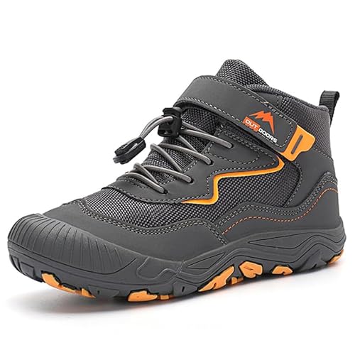 Mooyii Kinder Winterschuhe Barfußschuhe Winterboots Jungen Mädchen Trekkingschuhe Schneestiefel Outdoor rutschfest mit Klettverschluss Trekking Wanderstiefel Gr.27-40 von Mooyii