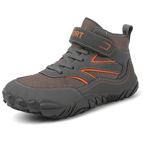 Mooyii Kinder Winterschuhe Barfußschuhe Winterboots Jungen Mädchen Trekkingschuhe Schneestiefel Outdoor rutschfest mit Klettverschluss Trekking Wanderstiefel Gr.27-40 von Mooyii